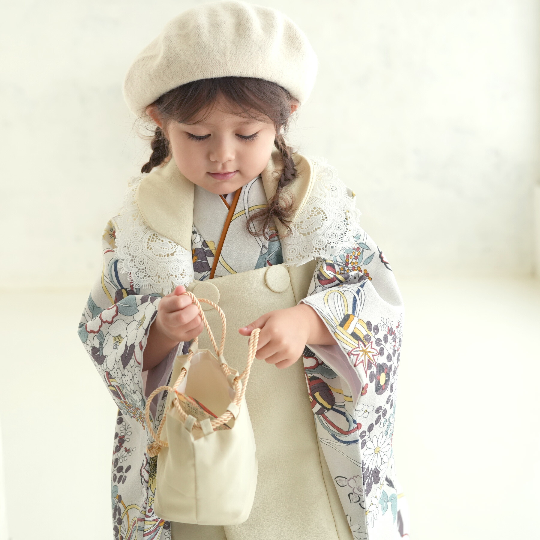 楽天市場】【レンタル】【ひよこ商店 七五三 着物 3歳 女の子 ベレー帽