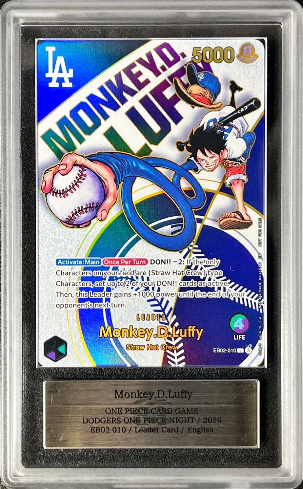 ARS10鑑定済〕モンキー・D・ルフィ(英語版/ドジャース)【L】{EB02-010}