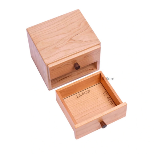 チェリー材 木製二段引き出し収納 可愛い雰囲気 インテリア収納 小物