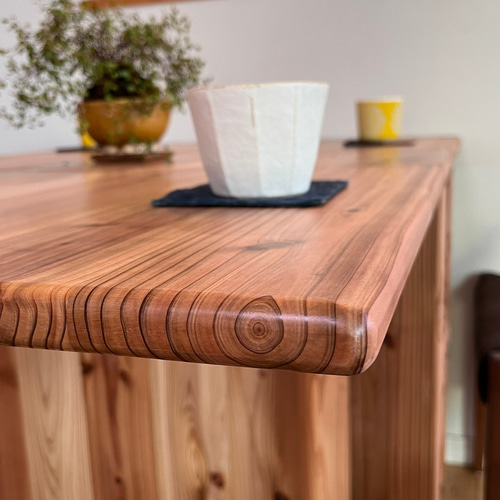 国産杉のバタフライテーブル】角が丸く安心安全 折り畳み カフェ・北欧