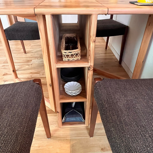 国産杉のバタフライテーブル】角が丸く安心安全 折り畳み カフェ・北欧