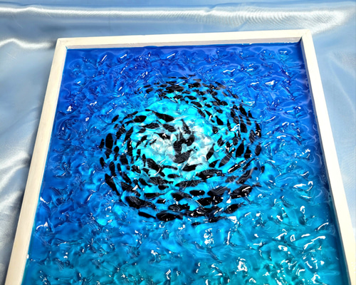 レジンアート 波紋アート オーシャン 海 魚の群れ 海アート 水面アート