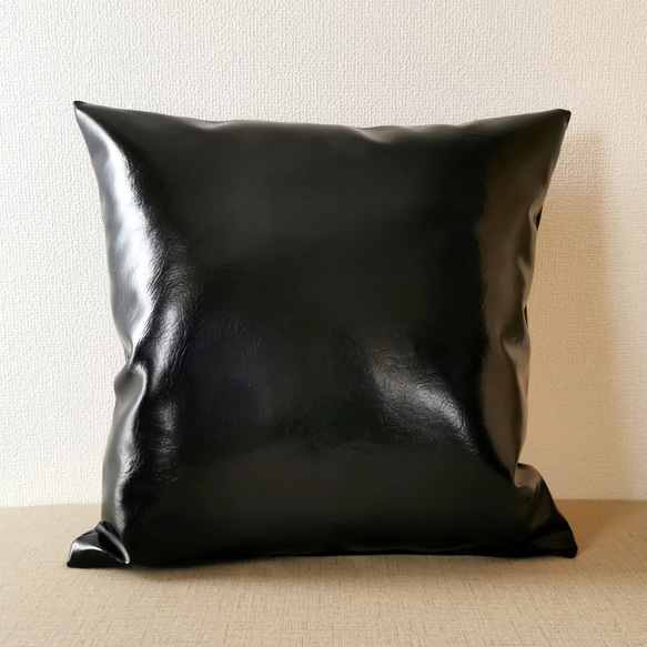 定番アンティーク ブラック 合皮レザー クッションカバー 45×45