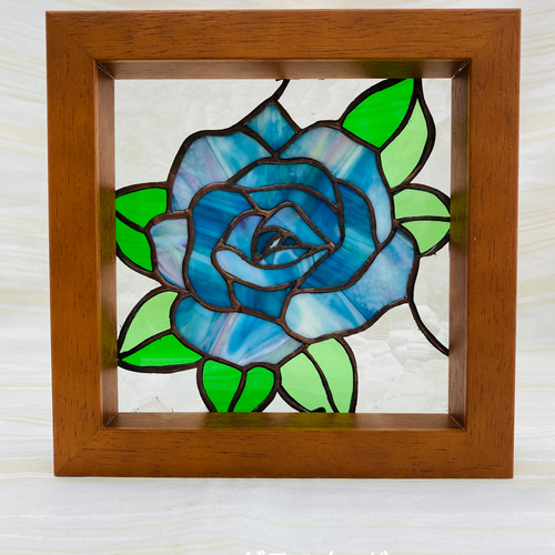 母の日ギフト 青い薔薇のパネル ステンドグラス 壁掛けラック