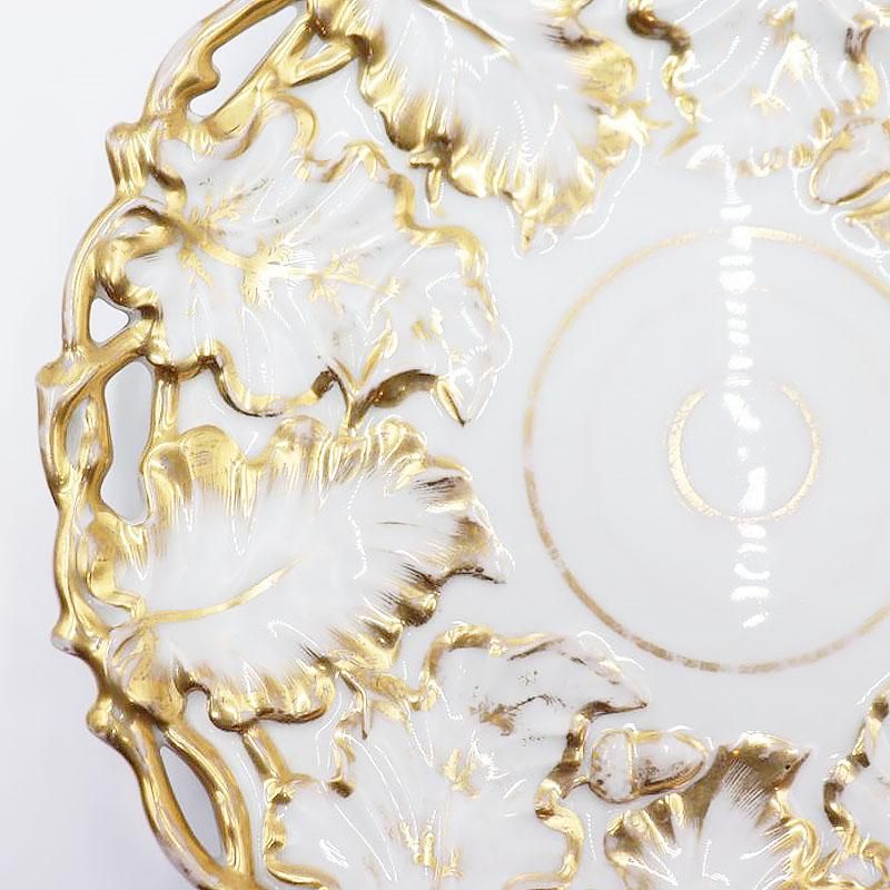 希少 ドイツ製 ベルリン王立磁器製陶所 ゴールドリーフ 大皿 直径31 高