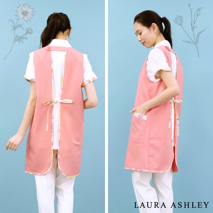 ローラアシュレイ LW501 エプロン 花柄 H型 住商モンブラン 制服