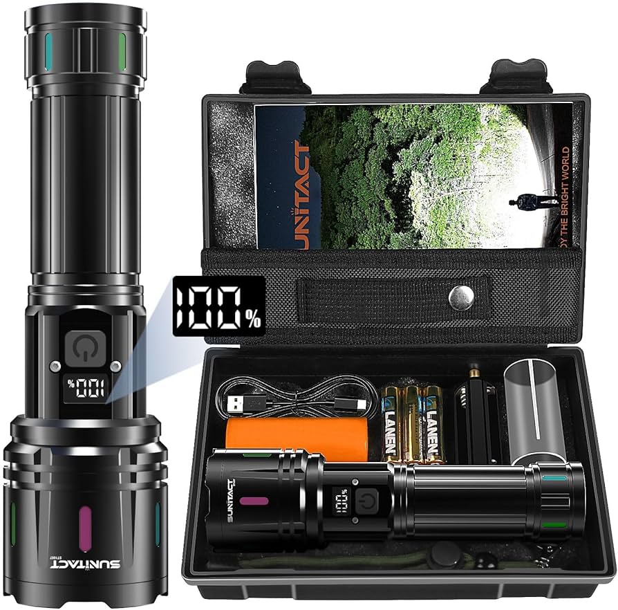 Sunitact Flashlights LED High Lumens Rechargeable, 200000 Lumens