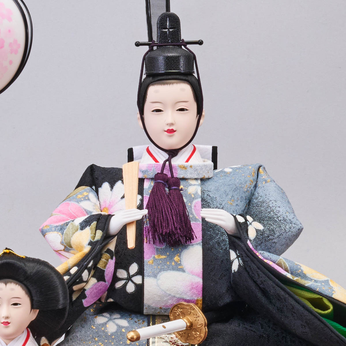 雛人形 ケース飾り 詩織 三五親王 芥子官女 五人飾り 栓欅 金彩バック