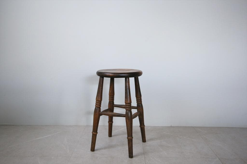 英国アンティーク木製スツール/丸椅子イス/踏み台/腰掛け/飾り棚(91-51) イギリス ヴィンテージ スツール 丸椅子 木製 カントリー 踏み台 家具
