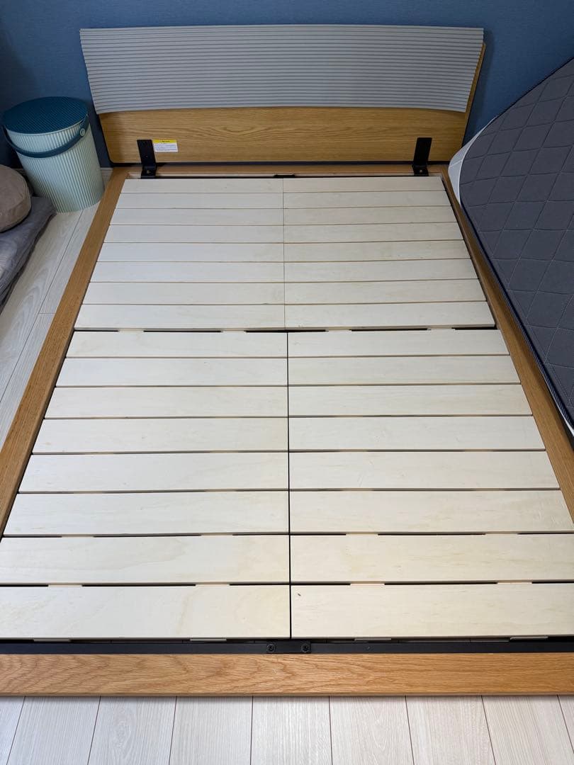 ダブルベッドフレーム 木製 無印良品　オーク材 月額定額サービス】木製ベッドフレーム・オーク材突板・ダブル ＋ 木製