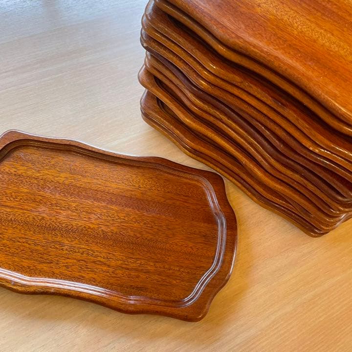 レトロな木製カフェトレイ22枚セット スタックトレイ S 13×23cm BR-72(木製 トレー 1人用 小さいトレイ