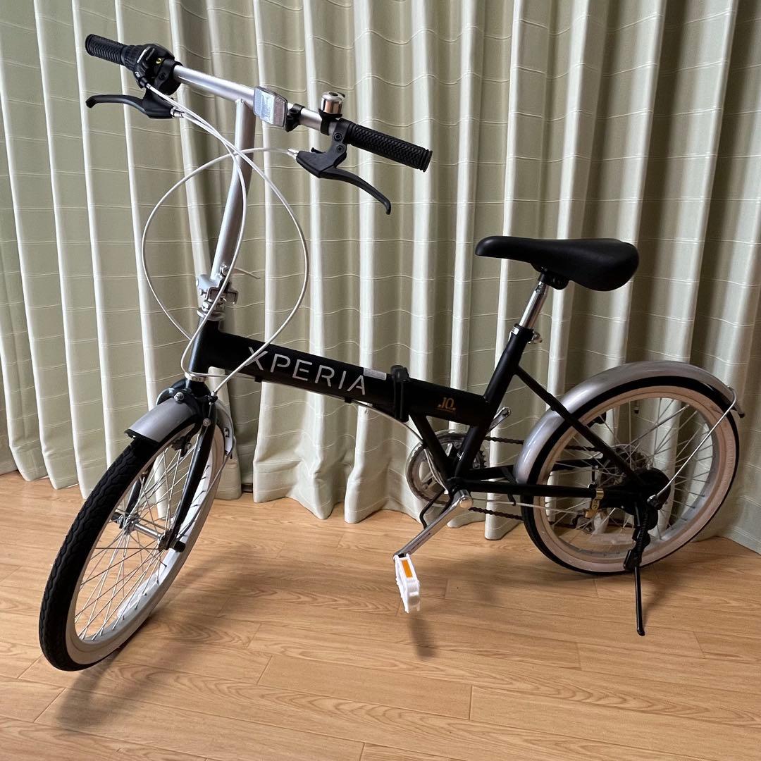 【使用回数少】 20インチ 折りたたみ自転車 XPERIA 記念品 ブラック 完成品でお届け！折りたたみ自転車 20インチ シマノ製外装6段変速