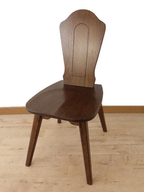 勇峰工芸　チロル　イス②　チェアー　ナラ材家具　 旭川家具　再塗装済　ＵＳＥＤ サステナブルなスツールを北の大地から～北海道産のナラ材とレザーを