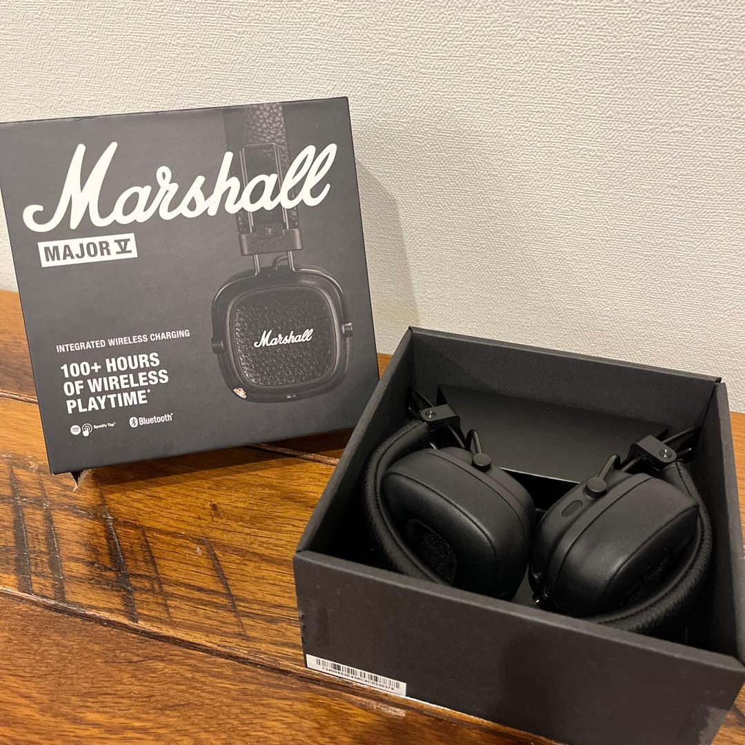 【美品】　Marshall マーシャル MAJOR Ⅴ BLACK Marshall Major V On-Ear Bluetooth Headphones, Wireless, Foldable