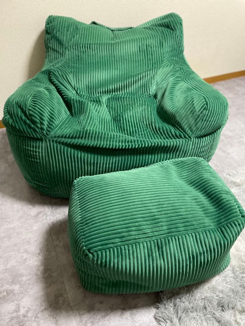 (kazu様のみ)LOOSY HUGME ビーズソファ&オットマン グリーン LOOSY 2人掛けビーズソファ Green｜2人用ソファ おしゃれ 一人暮らし