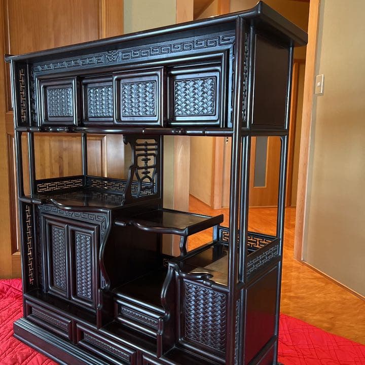 黒檀 高級 和家具 茶棚 茶箪笥 飾り棚 違い棚 花梨 紫檀 唐木 - メルカリ