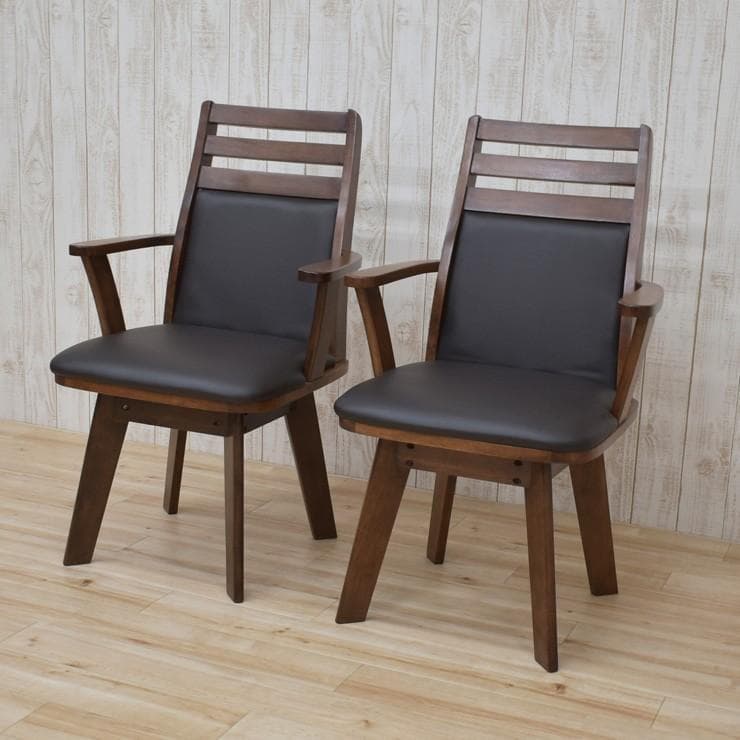 TR DC SC　1脚　アームチェア　回転式　ブラウン＊ブラック　ハイバック ダイニングチェア 1脚 ハイバック 回転チェア 肘付き 肘掛け付き 肘