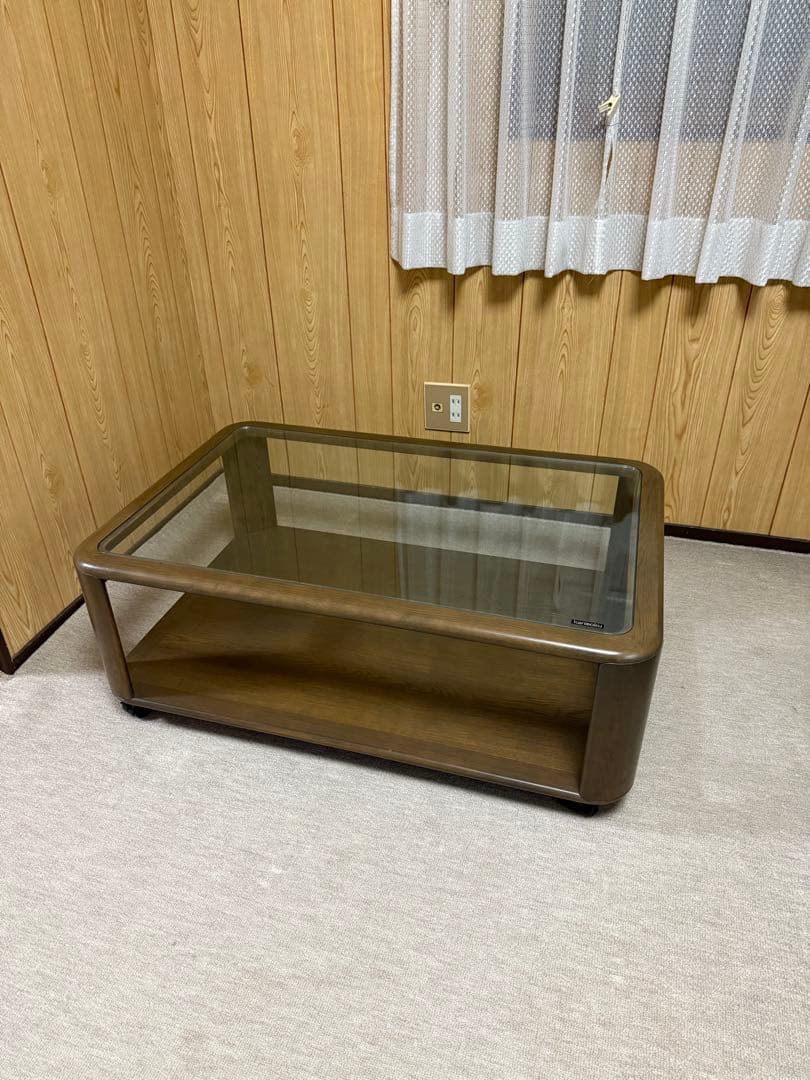 karimoku センターテーブル ガラス天板　キャスター付き ガラス天板 引出し付き ローテーブル 白 ブラウン 2色対応 センター