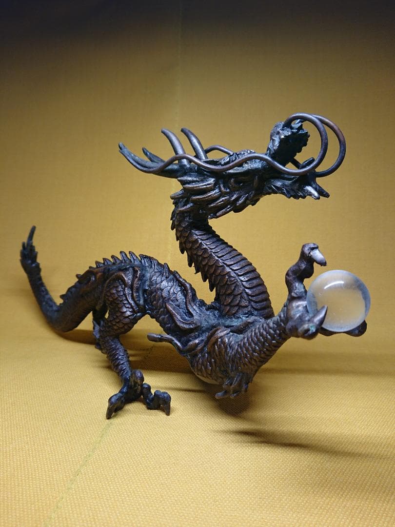 龍　銅製　ブロンズ像　2.5kg　置物　インテリア　工芸品　美術品　A2595