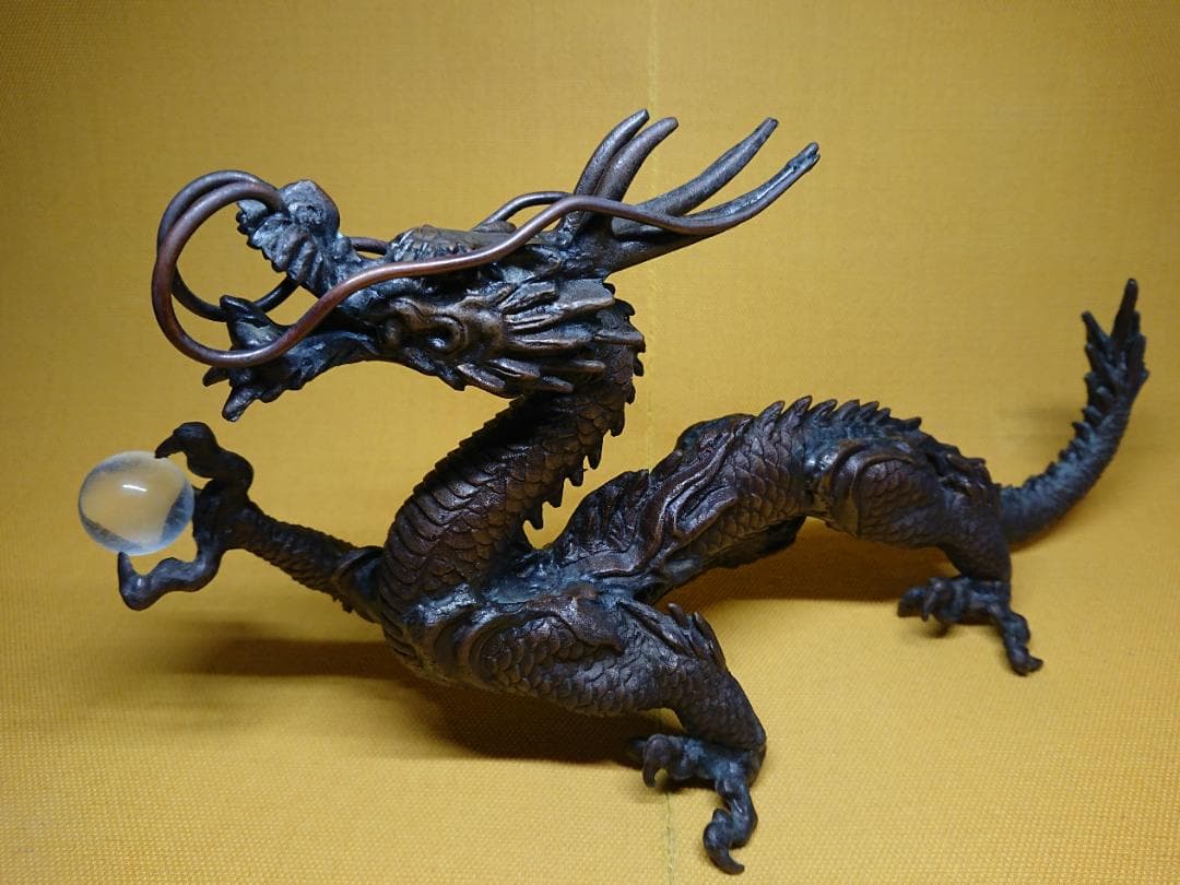 龍　銅製　ブロンズ像　2.5kg　置物　インテリア　工芸品　美術品　A2595