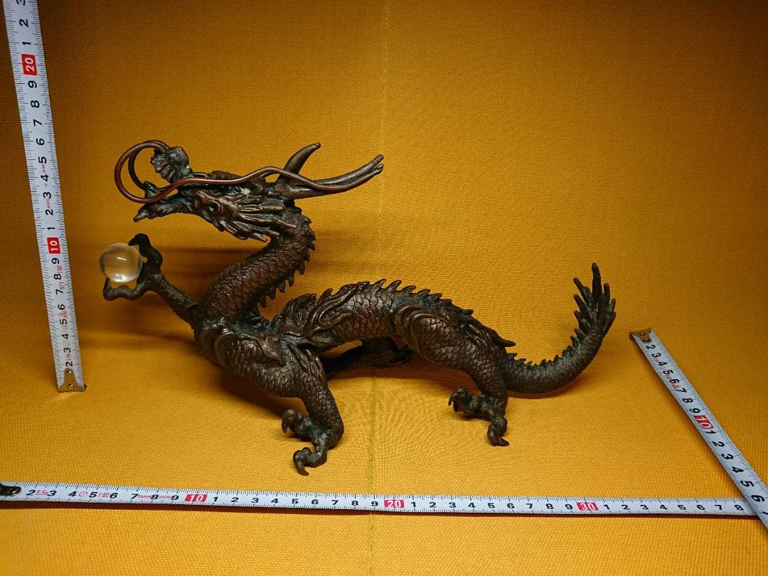 龍　銅製　ブロンズ像　2.5kg　置物　インテリア　工芸品　美術品　A2595