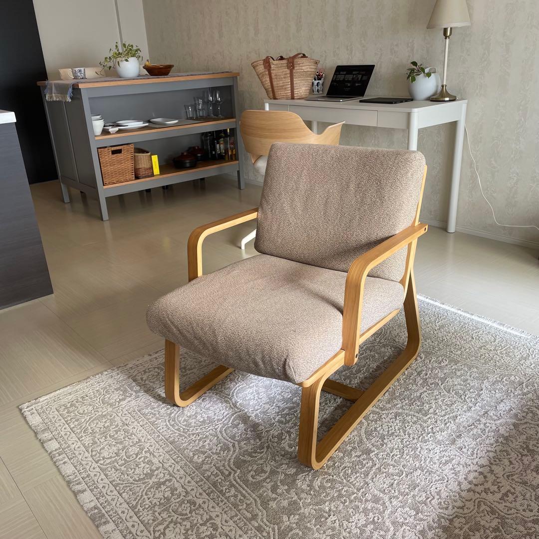 無印　MUJI オーク材　リビングでもダイニングでも使えるチェア　1人がけソファ Amazon.co.jp: 無印良品 リビングでもダイニングでもつかえるソファ
