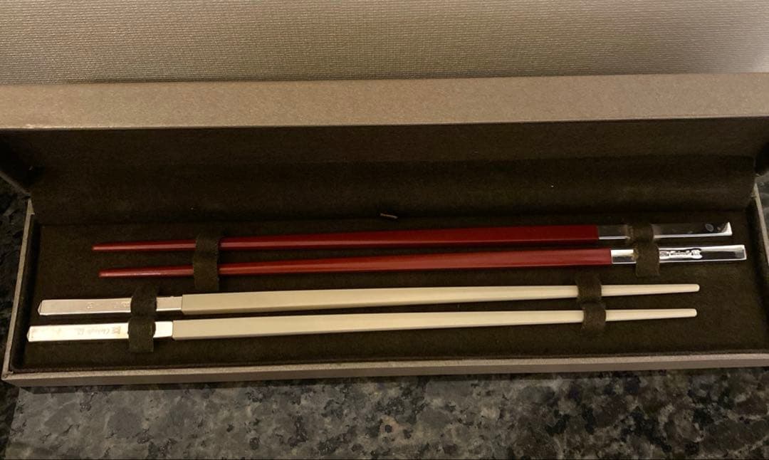 クリストフル　夫婦箸　新品　紅白 Christofle クリストフル ユニ ペア箸 ルージュ 赤・ノアール 黒